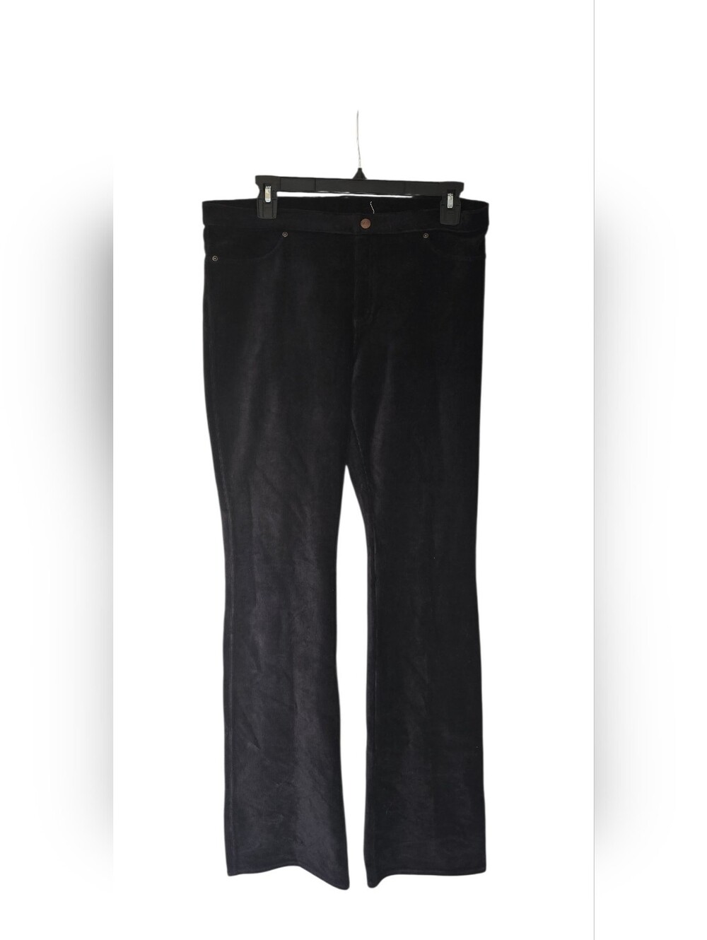 NWOT HUE Black Corduroy Flare Leggings Pull-On Stretch Pants Women's Large